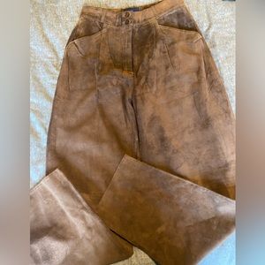 Smith-Forester Vintage leather (suede) pleated high waisted pants size 14‎